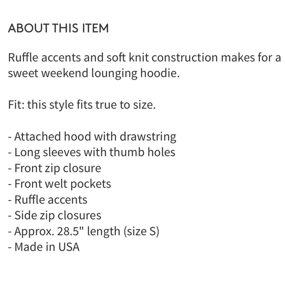 Wildfox Minka Burnout Ruffle Hoodie Grey XS New - Picture 7 of 8